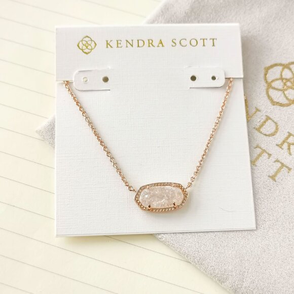 Kendra Scott Jewelry - Elisa Rose Gold Iridescent Drusy Pendant Necklace - Kendra Scott